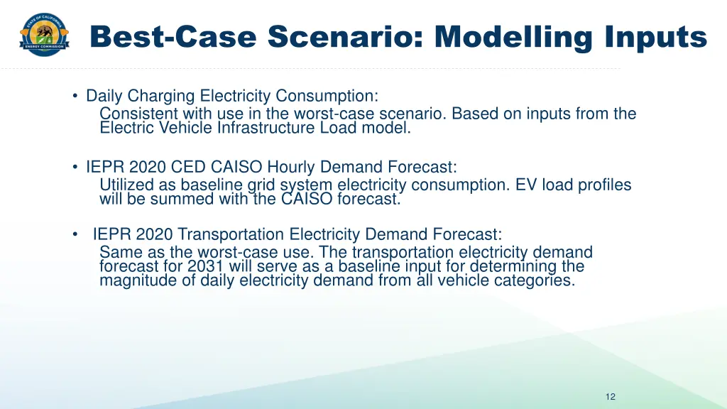 best case scenario modelling inputs 1