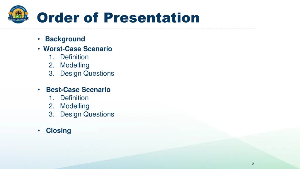 order of presentation