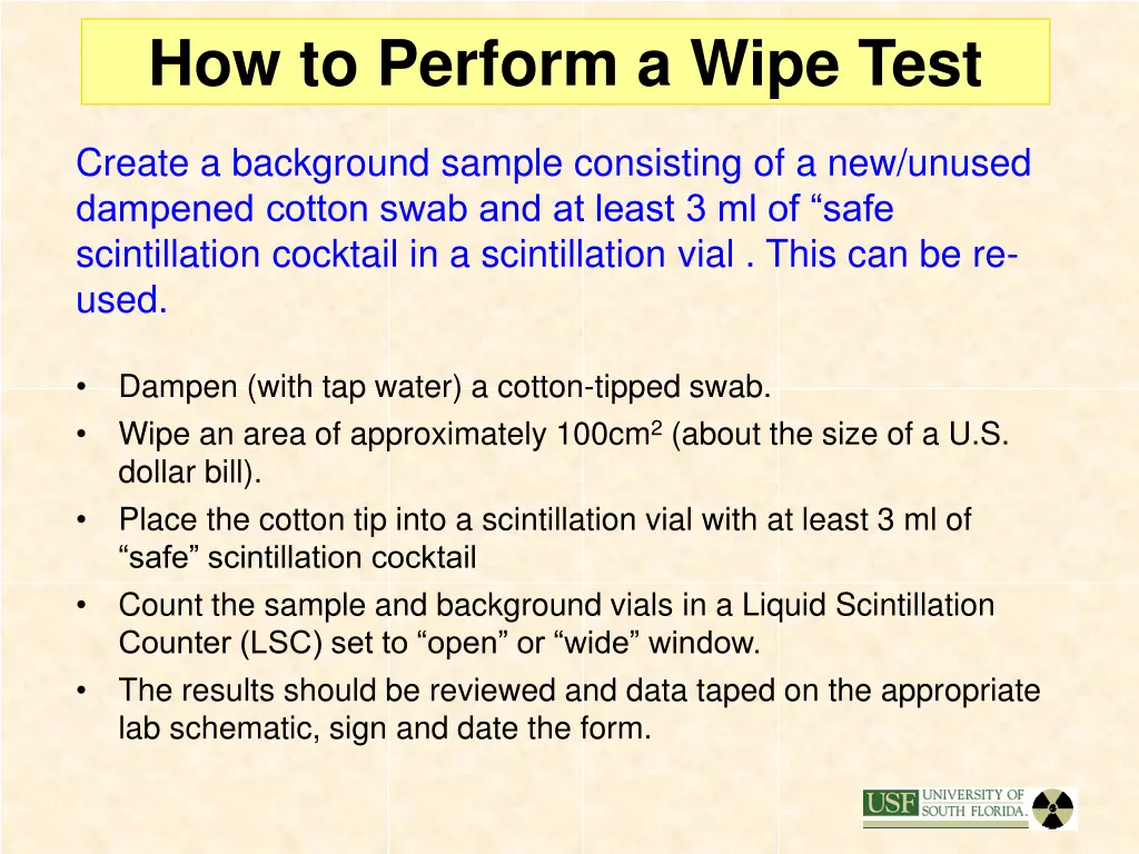 how to perform a wipe test