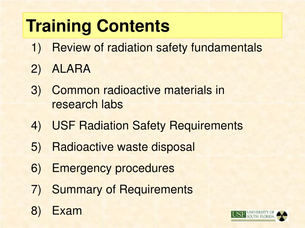 training contents 1 review of radiation safety