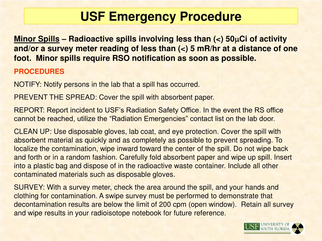 usf emergency procedure