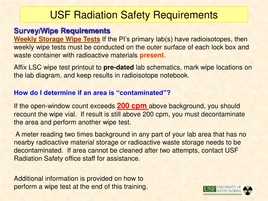 usf radiation safety requirements 1