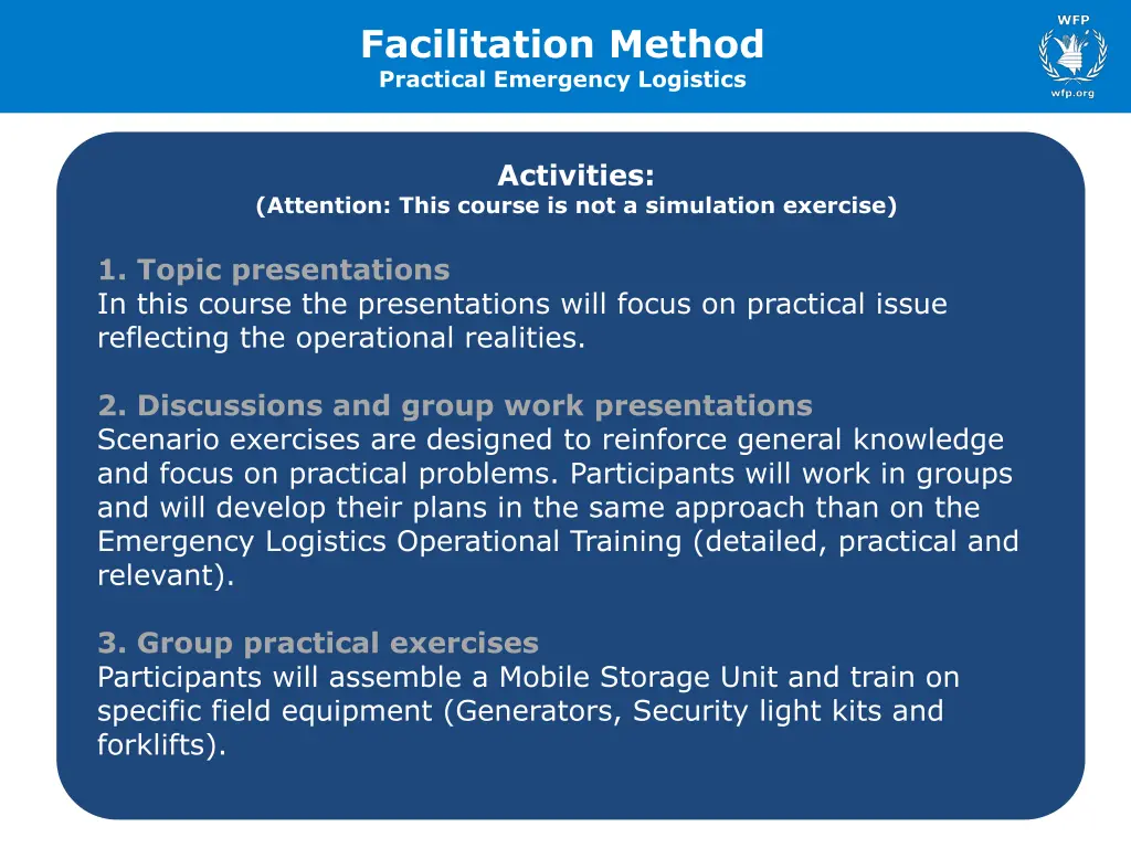 facilitation method practical emergency logistics