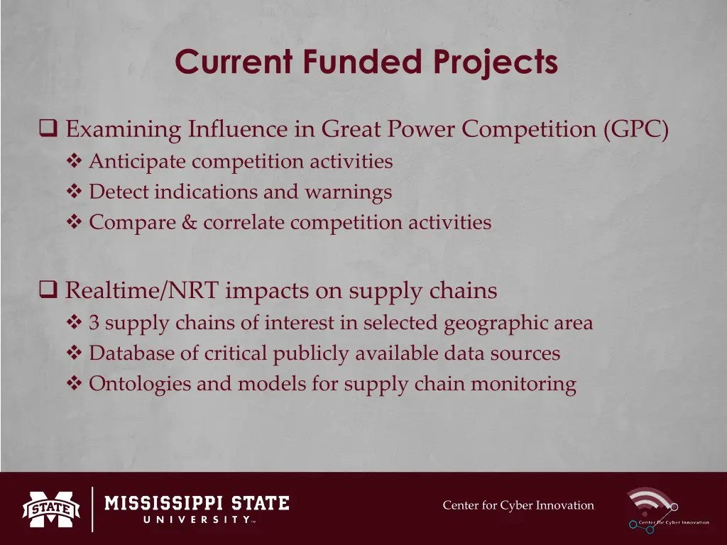 current funded projects