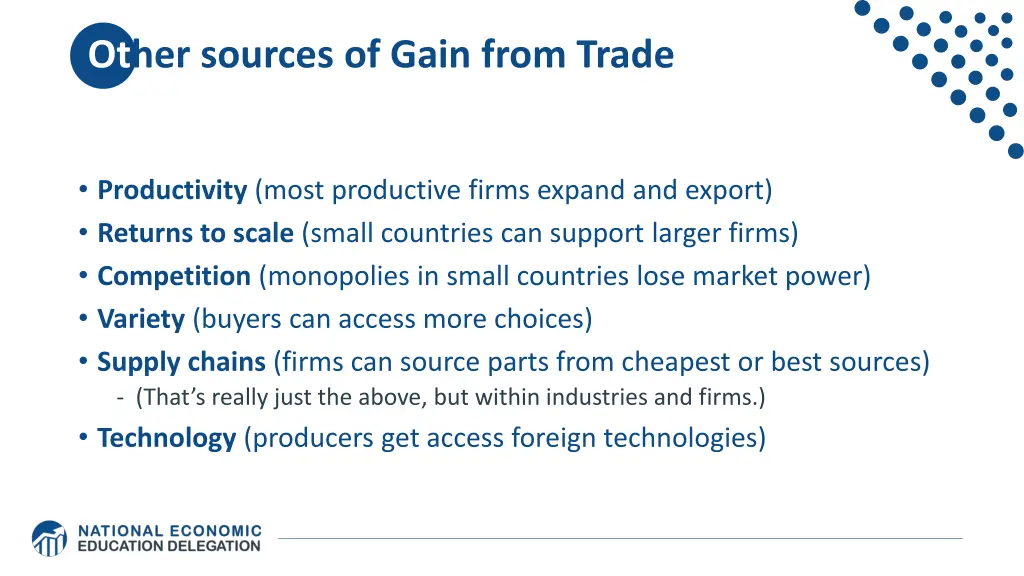 other sources of gain from trade