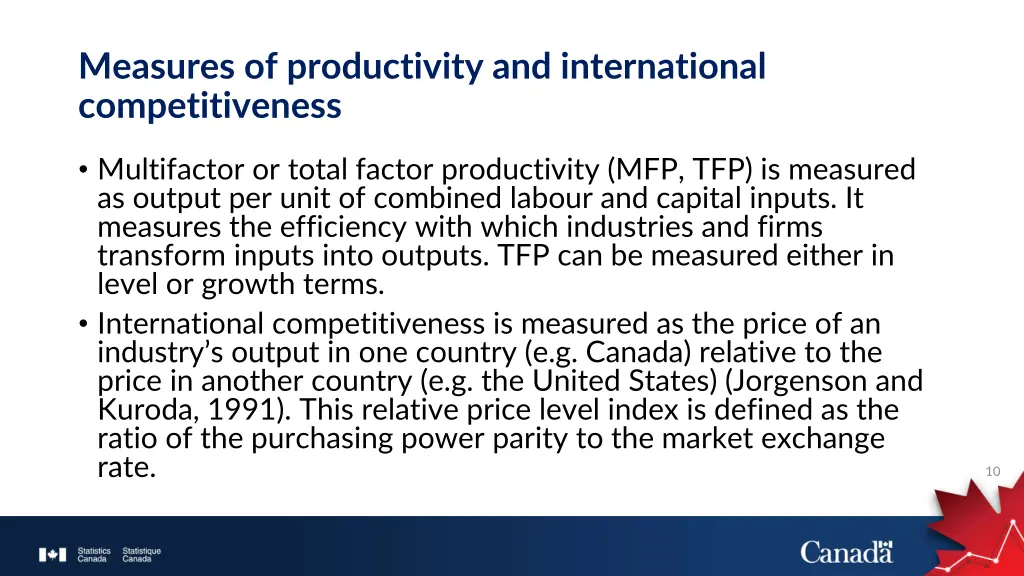 measures of productivity and international
