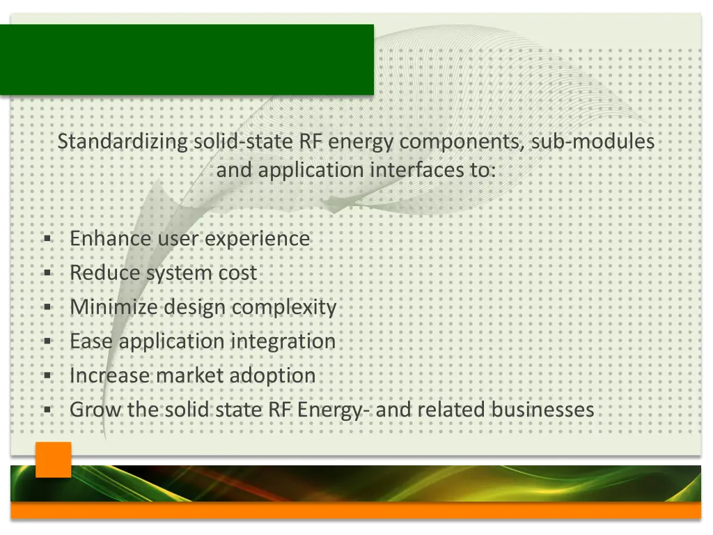standardizing solid state rf energy components