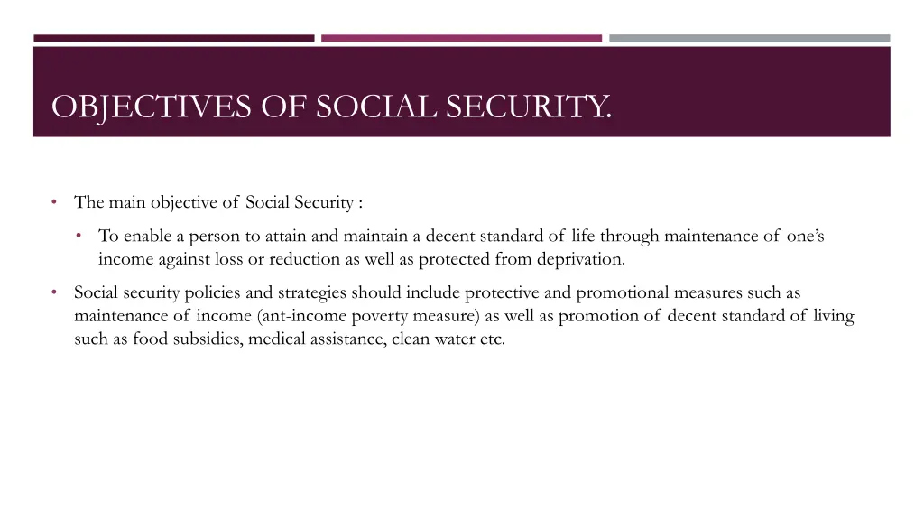 objectives of social security