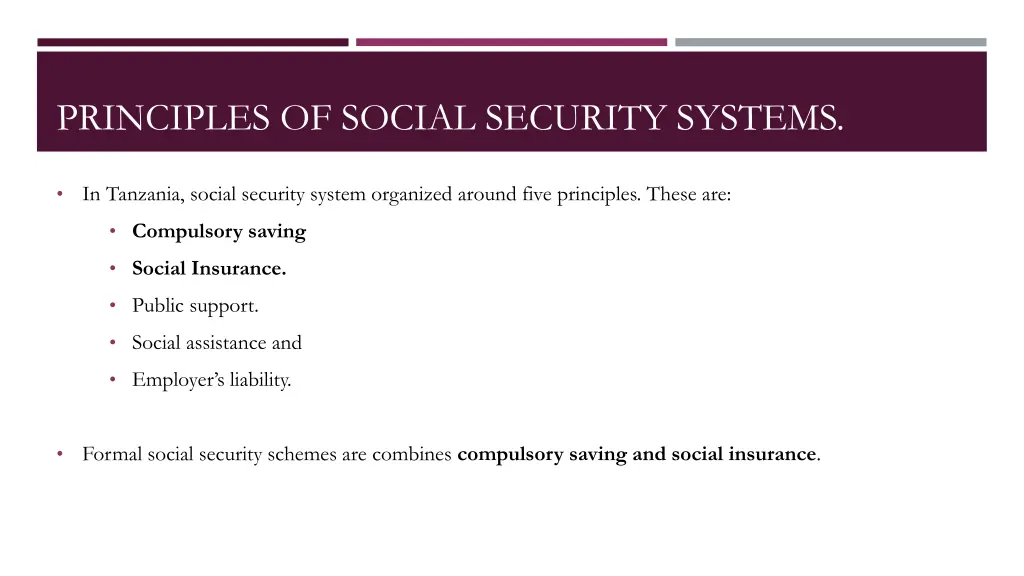 principles of social security systems