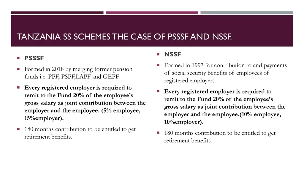 tanzania ss schemes the case of psssf and nssf