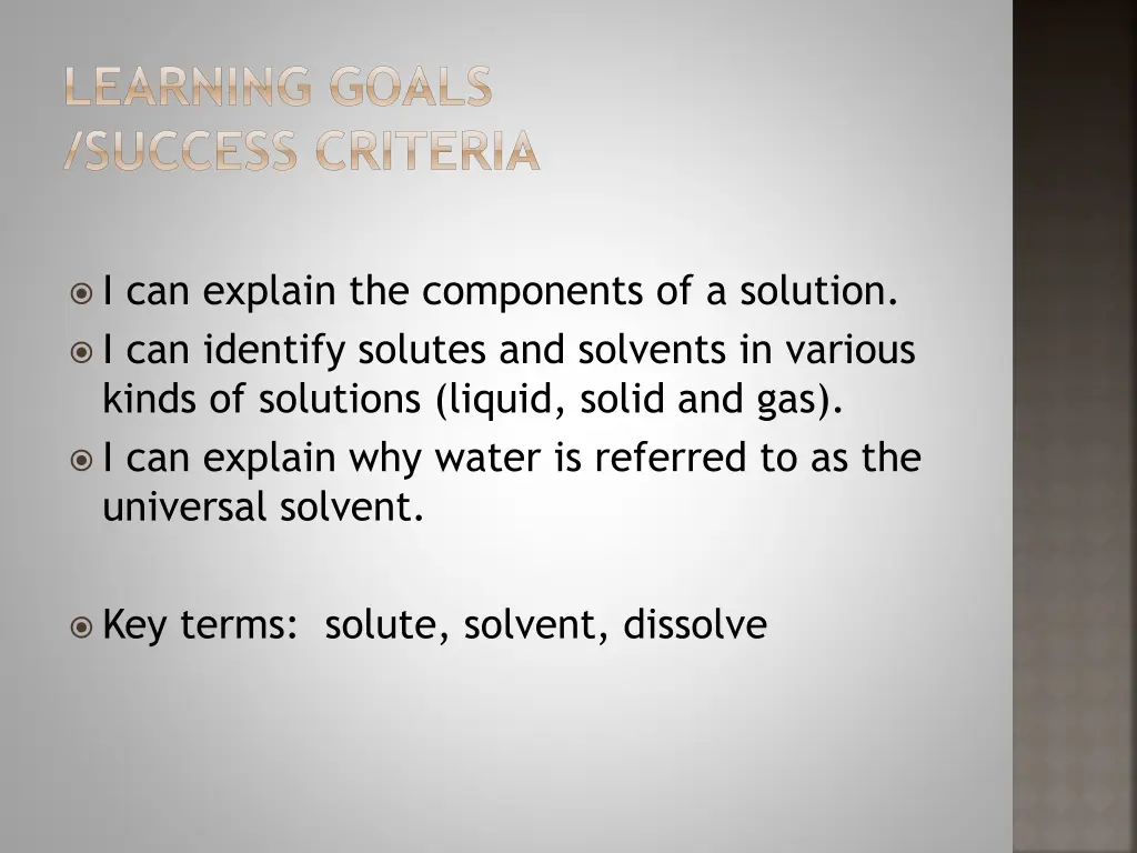 learning goals success criteria