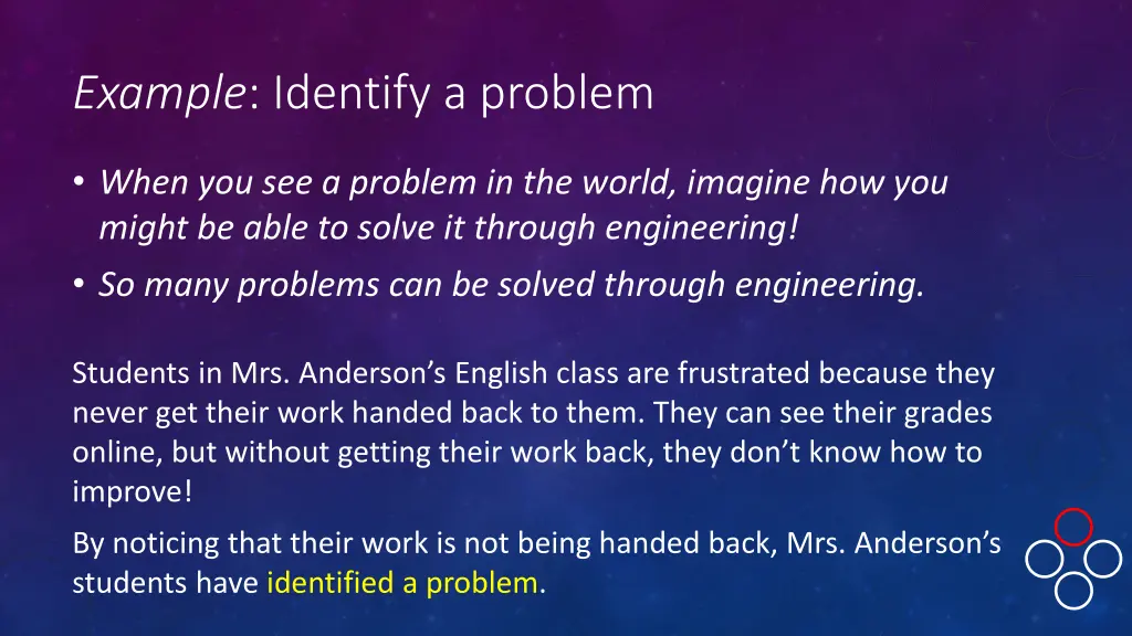 example identify a problem