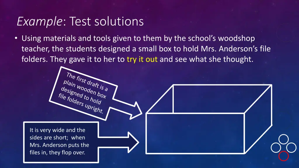 example test solutions using materials and tools