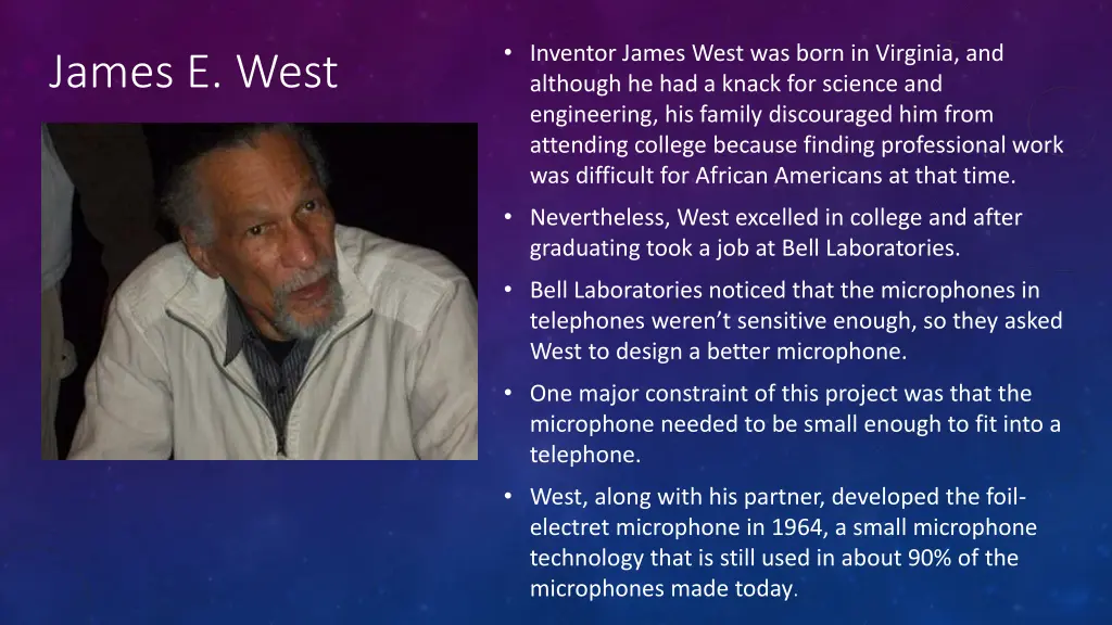 inventor james west was born in virginia