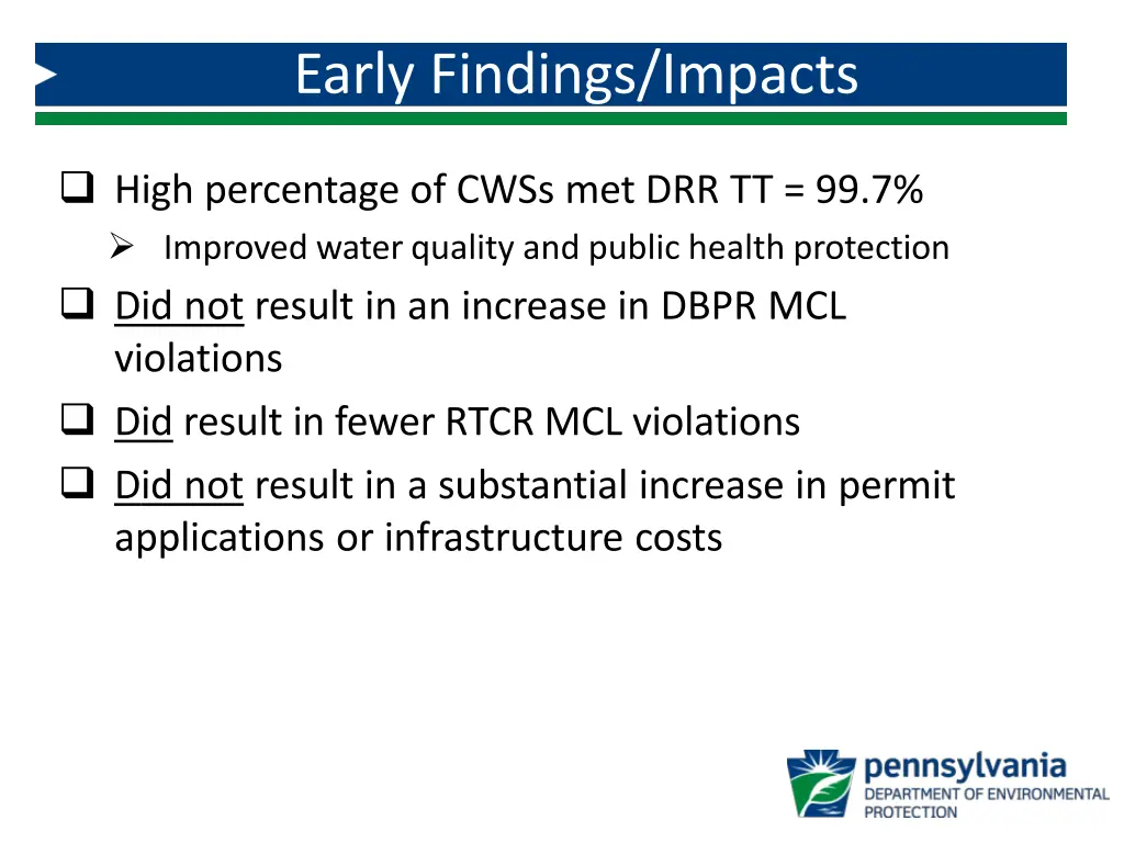 early findings impacts