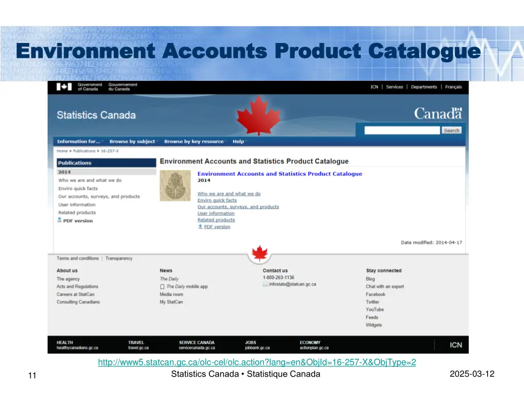 environment accounts product catalogue