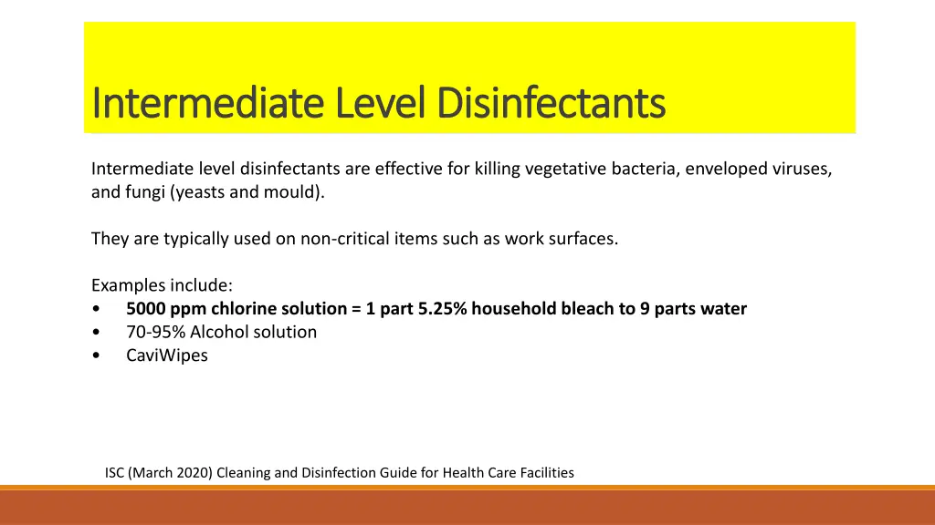 intermediate level disinfectants intermediate