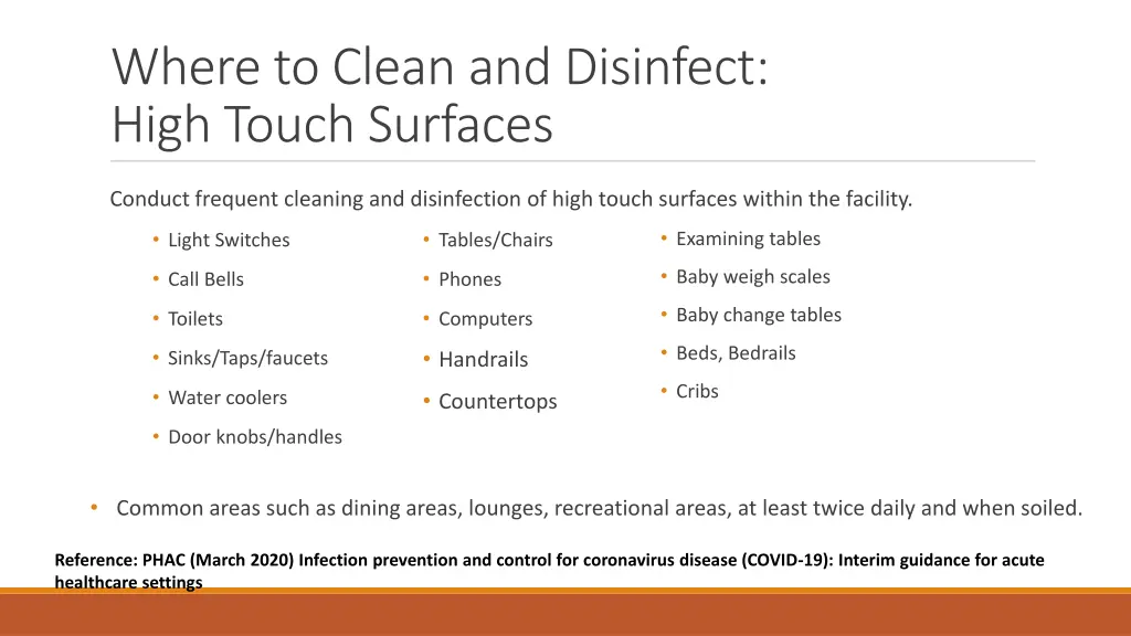 where to clean and disinfect high touch surfaces