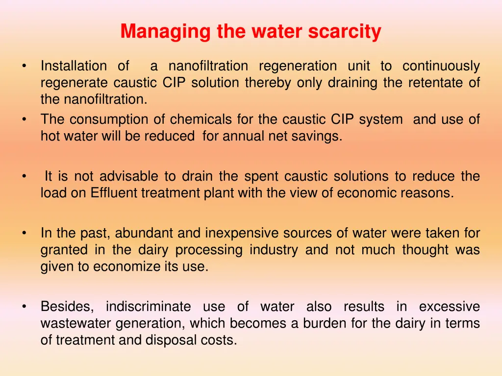 managing the water scarcity