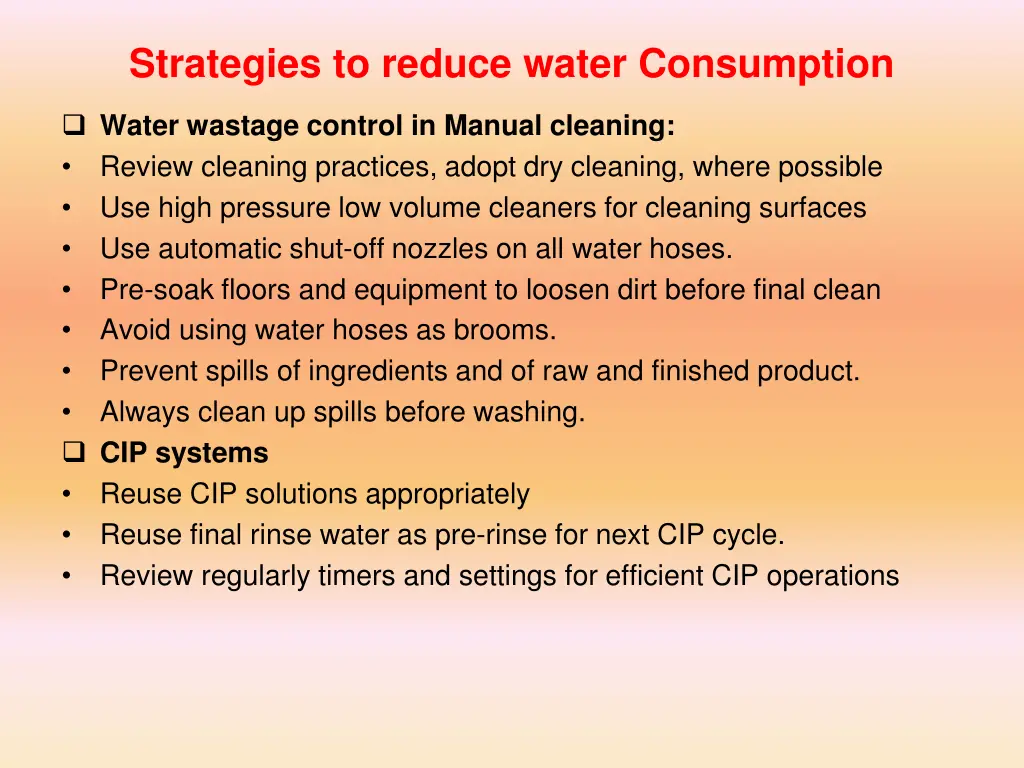strategies to reduce water consumption