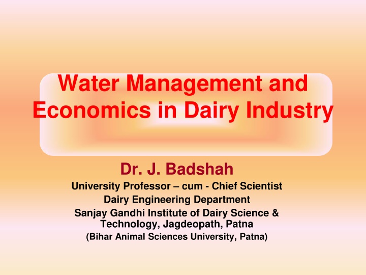 water management and economics in dairy industry