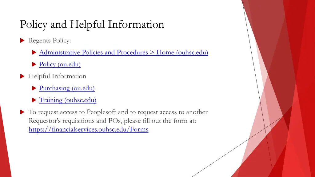 policy and helpful information
