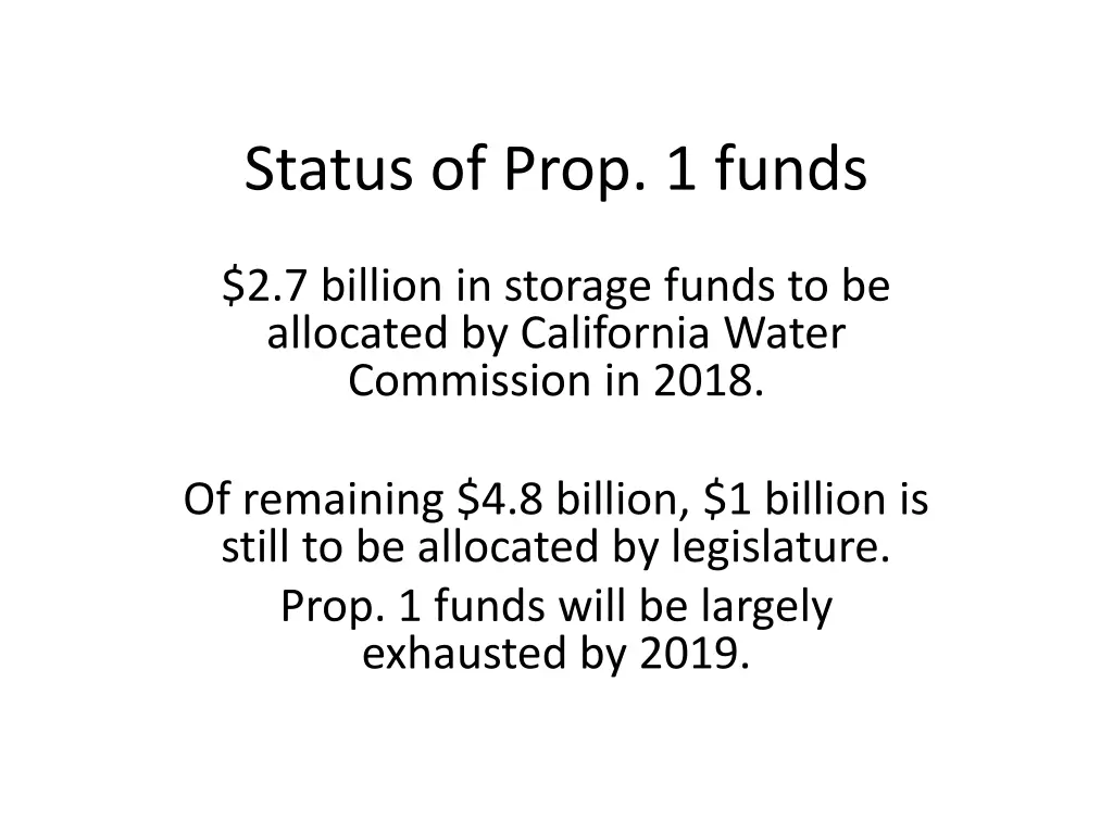 status of prop 1 funds