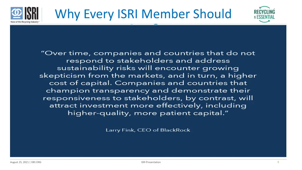 why every isri member should care