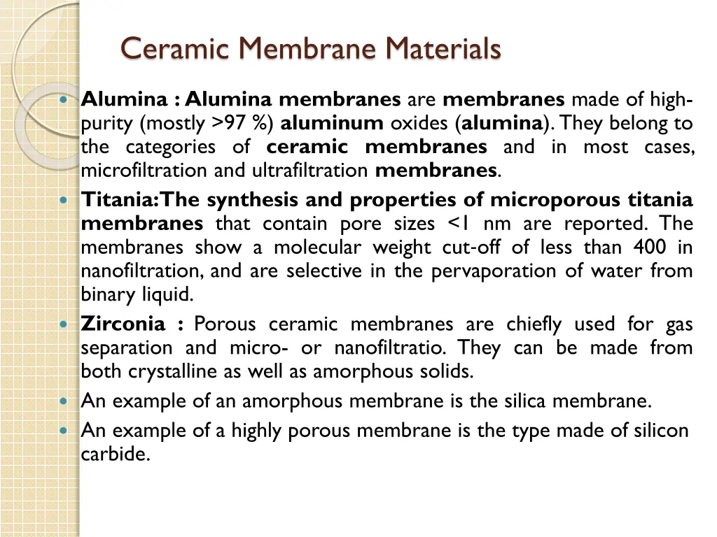 ceramic membrane materials