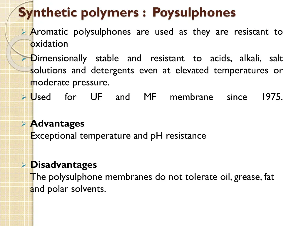 synthetic polymers poysulphones