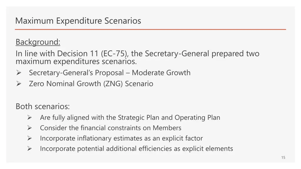 maximum expenditure scenarios