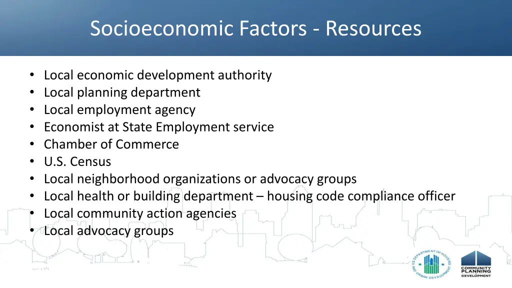 socioeconomic factors resources