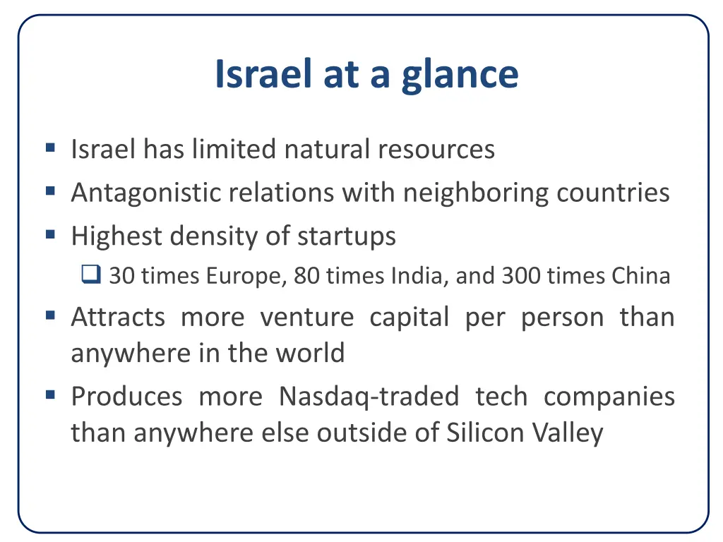 israel at a glance