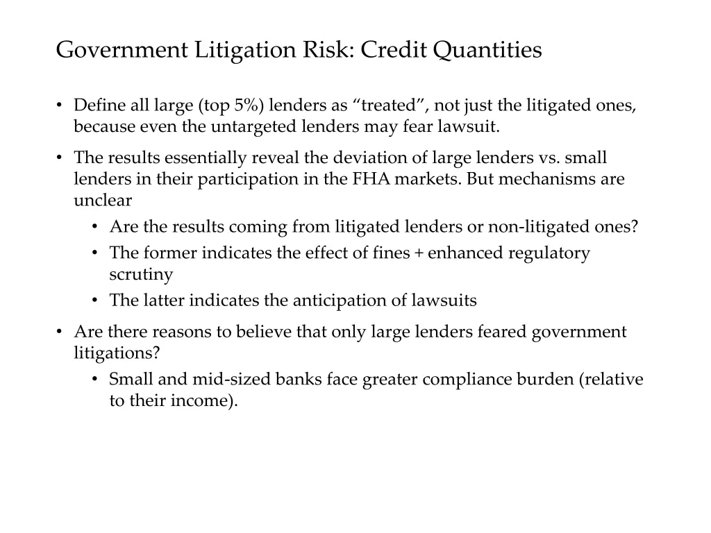 government litigation risk credit quantities