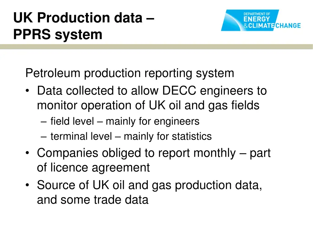 uk production data pprs system