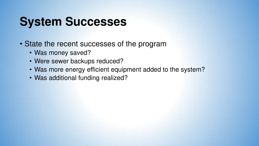 system successes