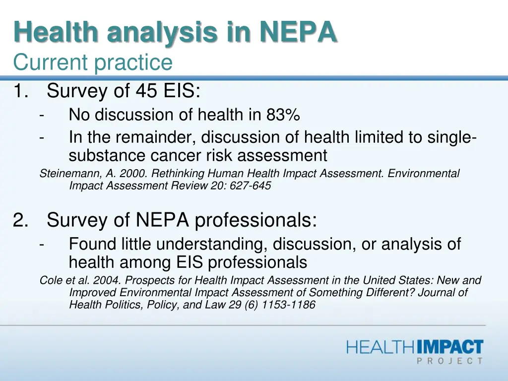 health analysis in nepa current practice 1 survey