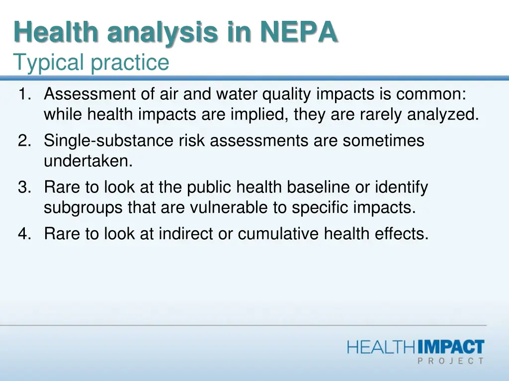 health analysis in nepa typical practice