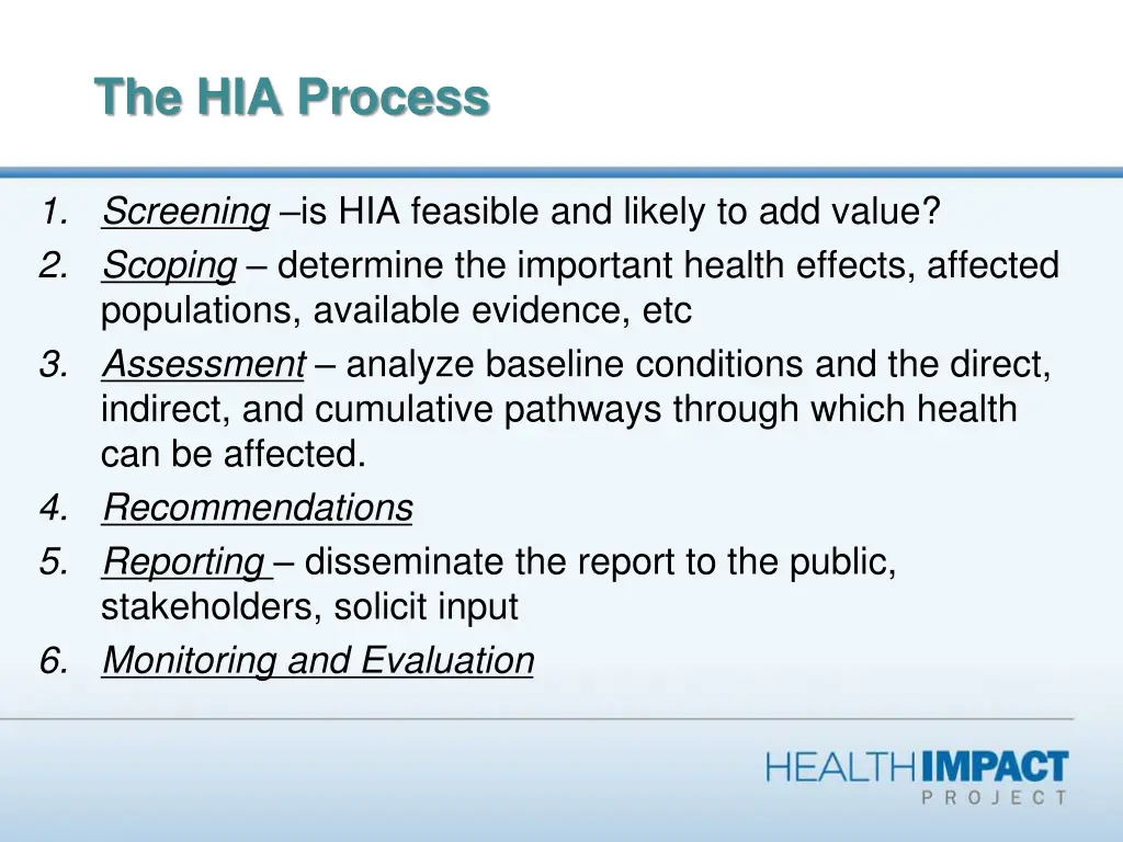 the hia process