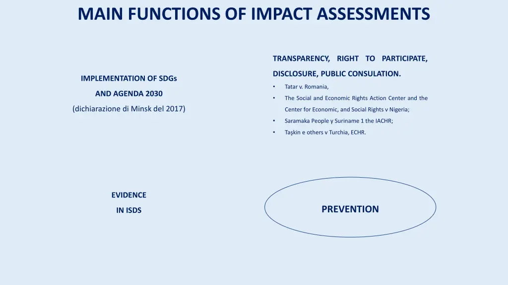 main functions of impact assessments