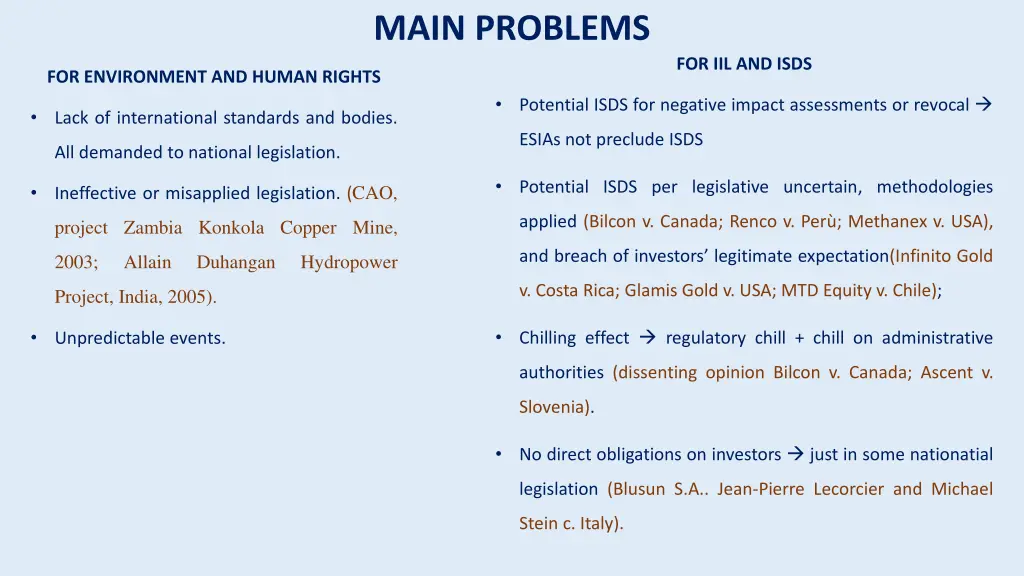 main problems