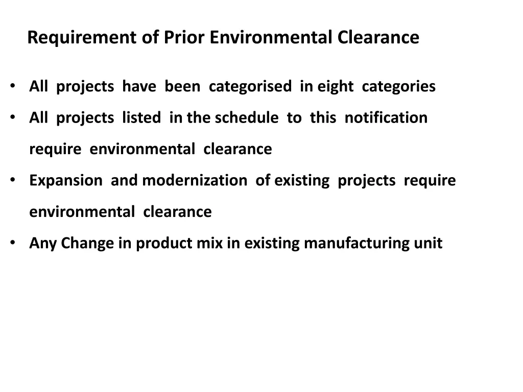 requirement of prior environmental clearance