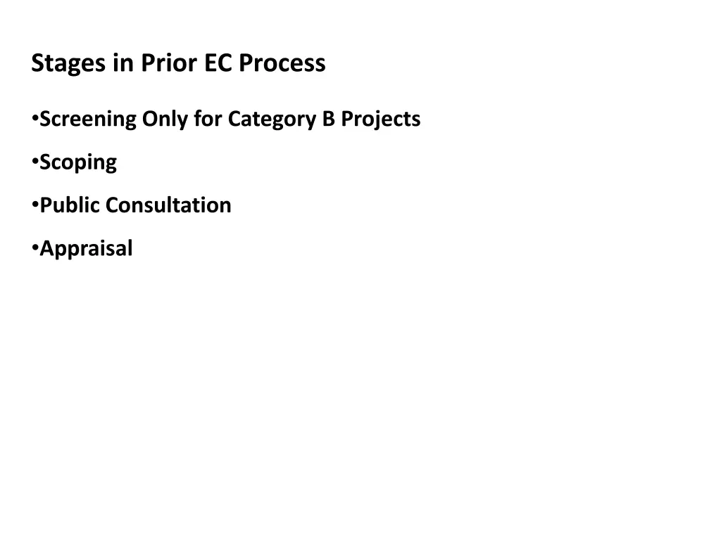 stages in prior ec process