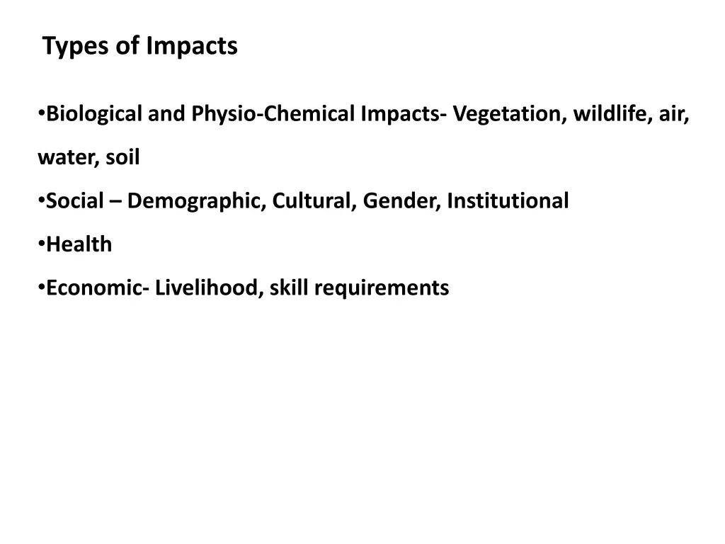 types of impacts