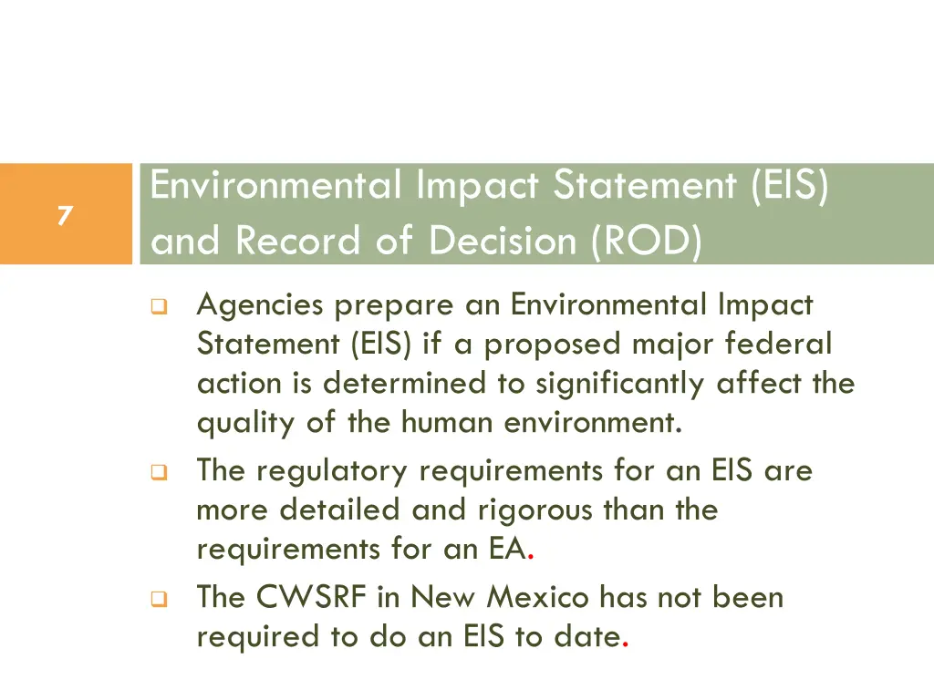 environmental impact statement eis and record