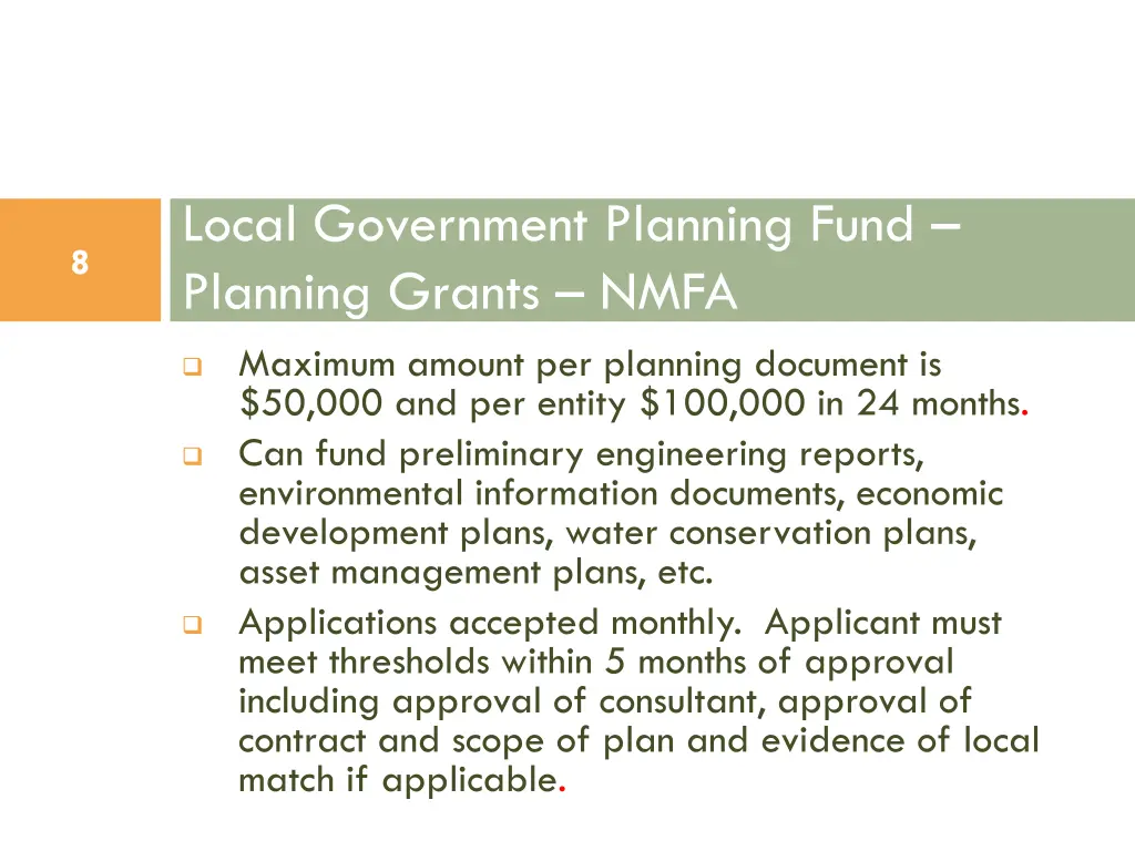 local government planning fund planning grants
