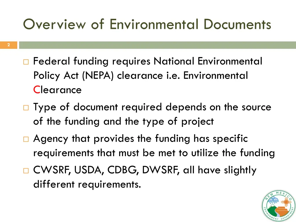 overview of environmental documents