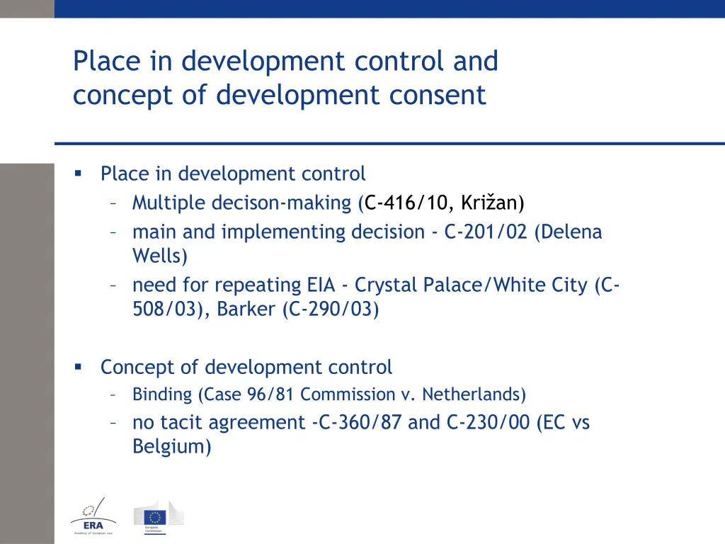 place in development control and concept