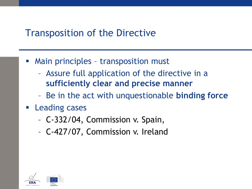 transposition of the directive