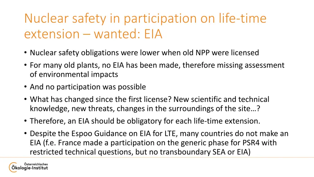 nuclear safety in participation on life time